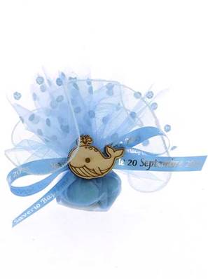 Tulle Dragées Baptême Baleine Personnalisé - Dragées Baptême Baleine
