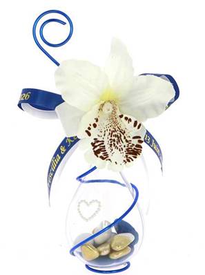 Goutte Dragées Orchidée Bleu Royal et Or - Dragées Mariage