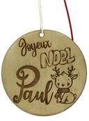 Boule Noël Personnalisée Bois Petit Renne