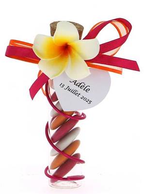 Éprouvette Dragées Mariage Colorée Fleurs des Iles - Dragées Mariage Coloré